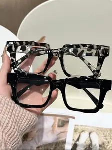 Women's Vintage Flat Mirror Glasses, 2 Pairs Traveler Frames, Perfect for Back-To-School, Office, Casual Activities, Leopard Pattern Eyeglasses