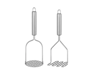 2PCS Mashed Potato Masher - Stainless Steel Potato Smasher, Masher Kitchen Tools & Utensils for Avocado, Bean, Salad, Vegetables, Fruit, Food, Meat Smasher Tool for Ground Beef