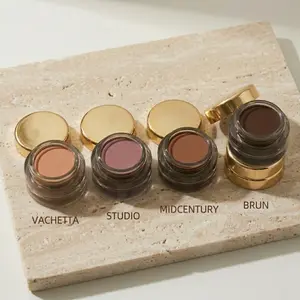 Silky Luxury Velvet Cream-to-Powder Matte Eyeshadow Palette, Compact Buildable Beige Single Lid Eye Shadow with Long-Wear Non-Creasing Neutral Makeup & Cheek Options (Vachetta, Studio, Midcentury, Brun)