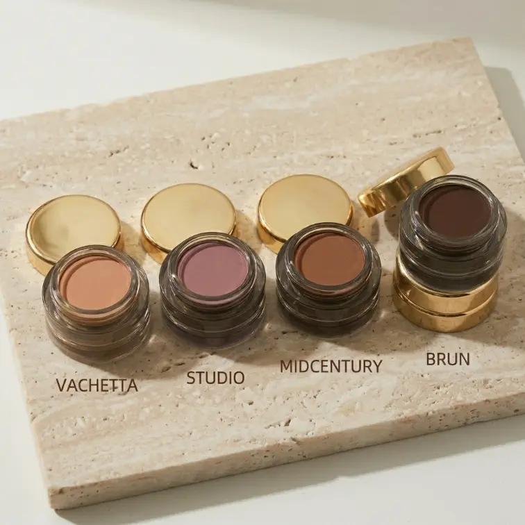 Silky Luxury Velvet Cream-to-Powder Matte Eyeshadow Palette - 5g Pressed Powder Makeup, Vegan, Cruelty-Free, Long-Lasting, Non-Creasing, Blendable, Buildable Beige Shades, Compact, For All Skin Types, Smokey Eye (Vachetta, Studio, Midcentury, Brun), Makeu