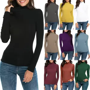 Women's Long Sleeve Mock Turtleneck Base Layer Business Office Work Tee Shirt, Women High Neck Casual Stretch Fitted Thermal Shirts, Womenswear 2025 Fall Winter Outfits Y2K Clothes