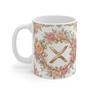XRP Crypto Mug | Cryptocurrency Floral Pattern for Ladies Women
