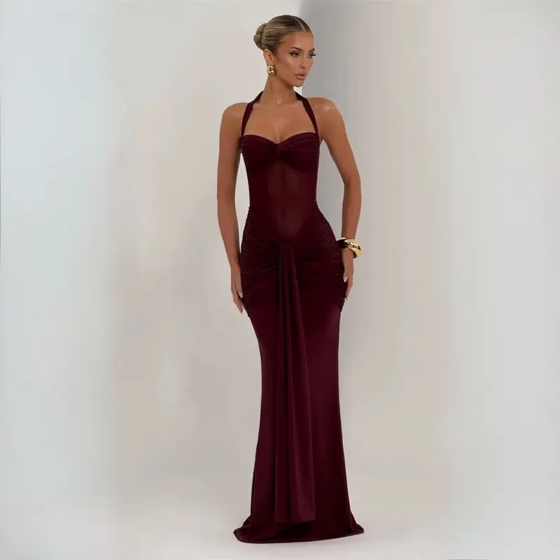 chinese dress ladies Pleated Bottom Maxi Dress With Dramatic Long Sleeve – Chammeli