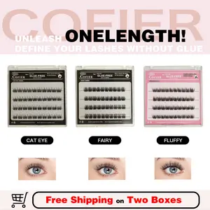 Cofier No-Glue Lash Clusters 40 PCS Press-On Self-Adhesive Eyelashes Uniform Length 10/12/14mm Easy Natural Beginner-Friendly