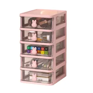 Multifunctional Desktop Cosmetic Organizer Box with Drawer, Large Capacity Waterproof Dustproof Plastic Storage Case, Beauty Organizer, Ideal for Makeup Brushes, Nail Polish, Glue, Makeup Brush Holder