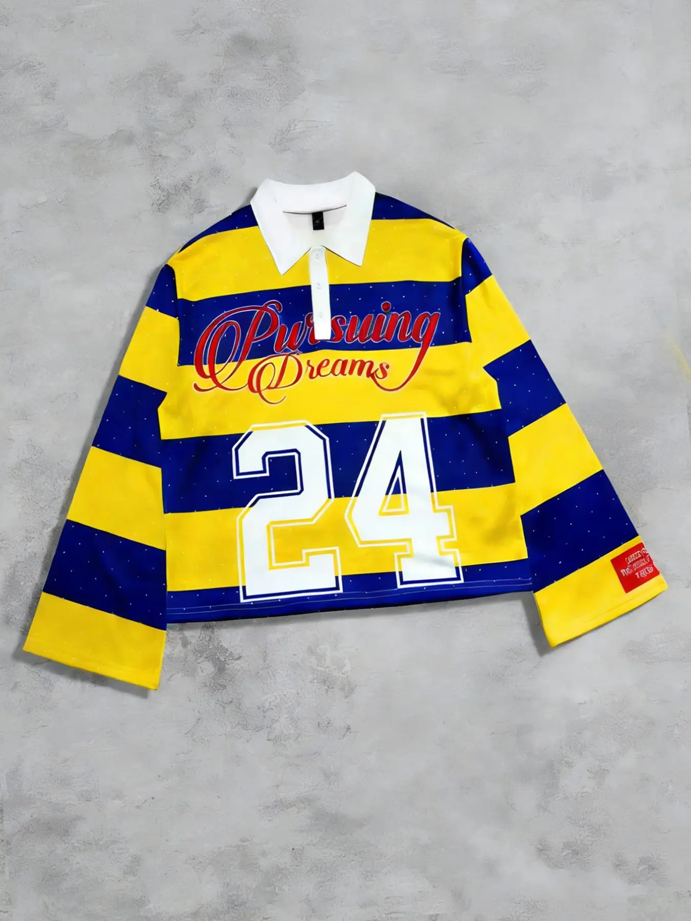 Yellow striped polo collar long sleeved T-shirt, Casual sports tops, Fitted Fit, Athleisure Street Fit, casual street style spring autumn unisex sports with 24 digits between stripes Sportswear Top Casual Athletic Apparel Athleisure Clothes
