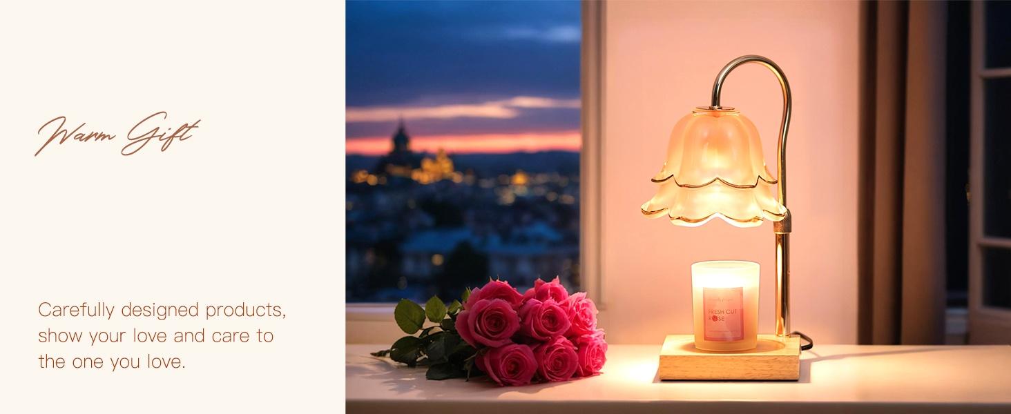 Candle Warmer Lamp, Height Adjustable with Timer, 2 Bulbs Included, Flameless Fragrance Lamp for Home Bedroom Decor, Ideal Gift for Mom Birthday