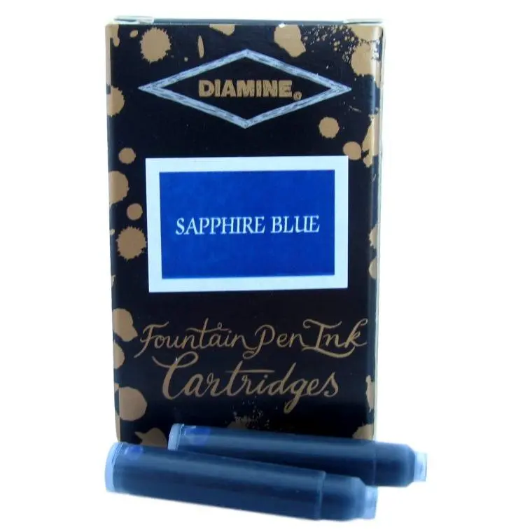 Diamine Sapphire Blue Short-Standard International Fountain Pen Ink Cartridges, 18-Pack Office Stationery Refills for Fountain Pens (All Seasons, Default), Pack Of 18