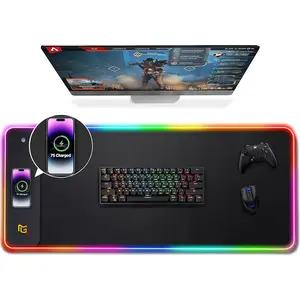 RGB Gaming  Pad,15W   Mousepad with 10 Light Modes, Large Mousepad with  Smooth Surface, Non-Slip  Mat for Gaming, Desk, PC,Office, 31.5x11.8x0.16inch