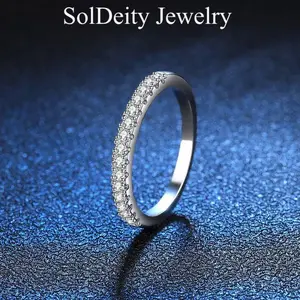 Moissanite Wedding Band 0.22CT Wedding Rings for Women Sterling Silver Rings  Eternity Synthetic Moissanite Stackable Engagement Ring Anniversary