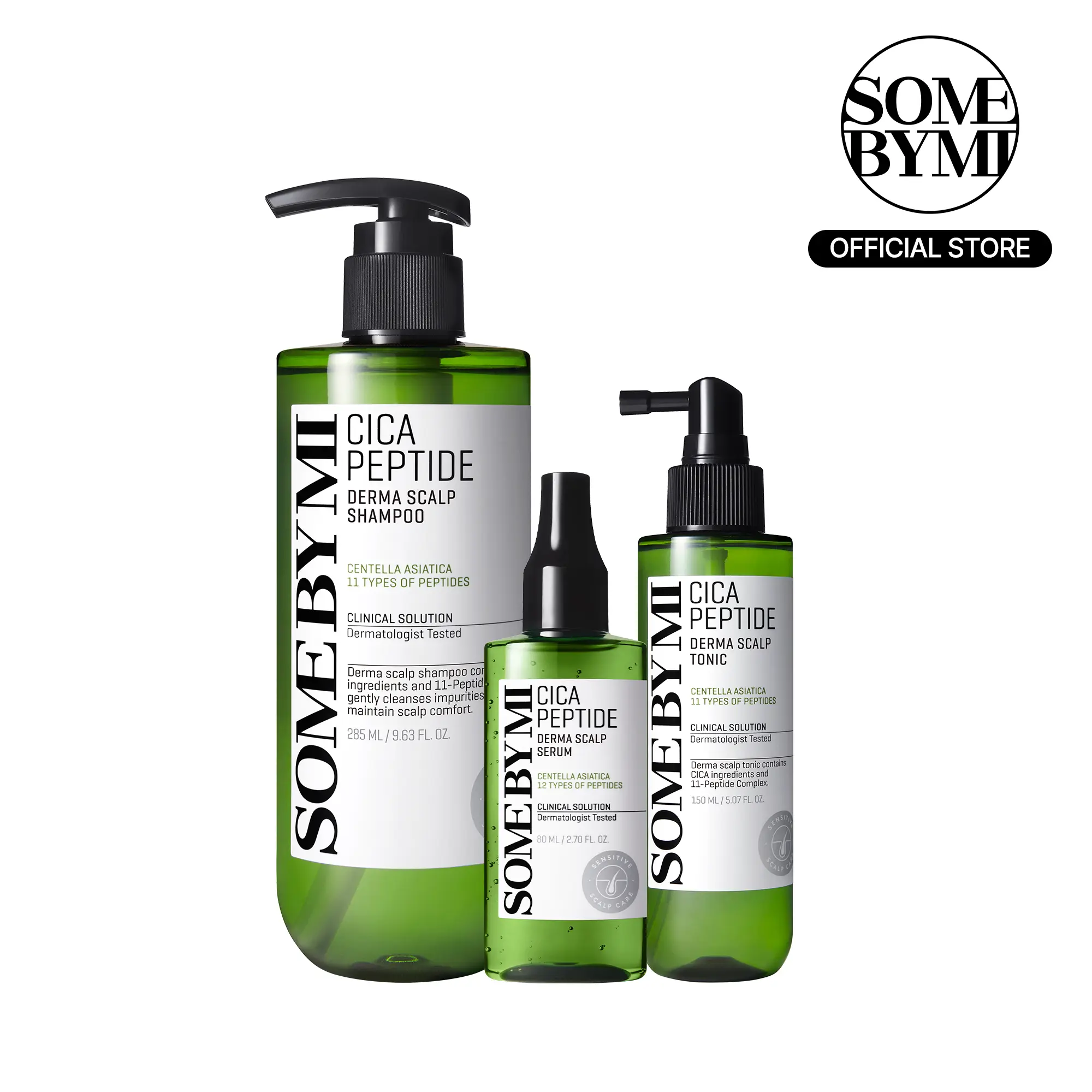 3-Step Cica Peptide Scalp Recovery Kit - Korean Hair Care - Shampoo, Serum & Tonic For Thicker, Healthier Looking Hair, Root Support & Deep Cleanse