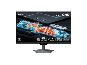 GIGABYTE 27" QHD 2K 1440P 300Hz/OC 320Hz IPS with AMD FreeSync Premium Pro & G-SYNC Compatible 1ms USB-C KVM Gaming Computer Monitor with Height Adjustable, Pivot, Swivel & Tilt Stand M27Q3