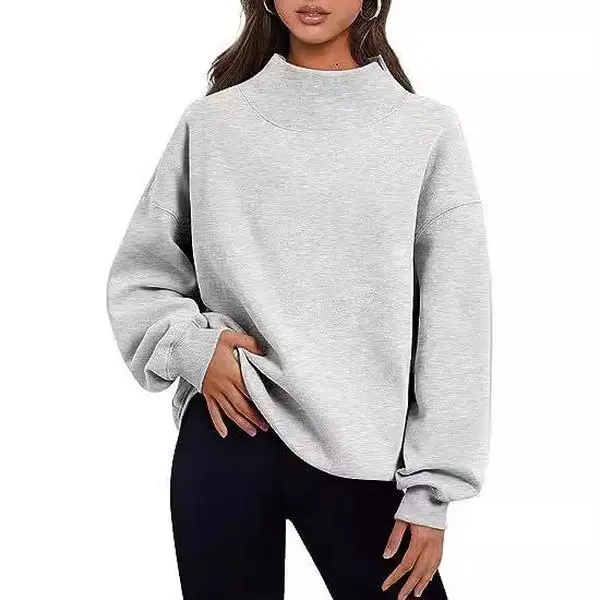 2026 Women's Oversized Turtleneck Sweatshirt Long Sleeve Pullover Casual Tops Womenswear Hoodie FallFreshness Grey Cute Basic Fashion bistro hoodie ditch masked hoodie graphic hoodies