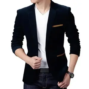 Business casual corduroy blazer for men in spring and autumn, wrinkle-free work uniform, men's o Long Sleeve Suit Cotton Fabric