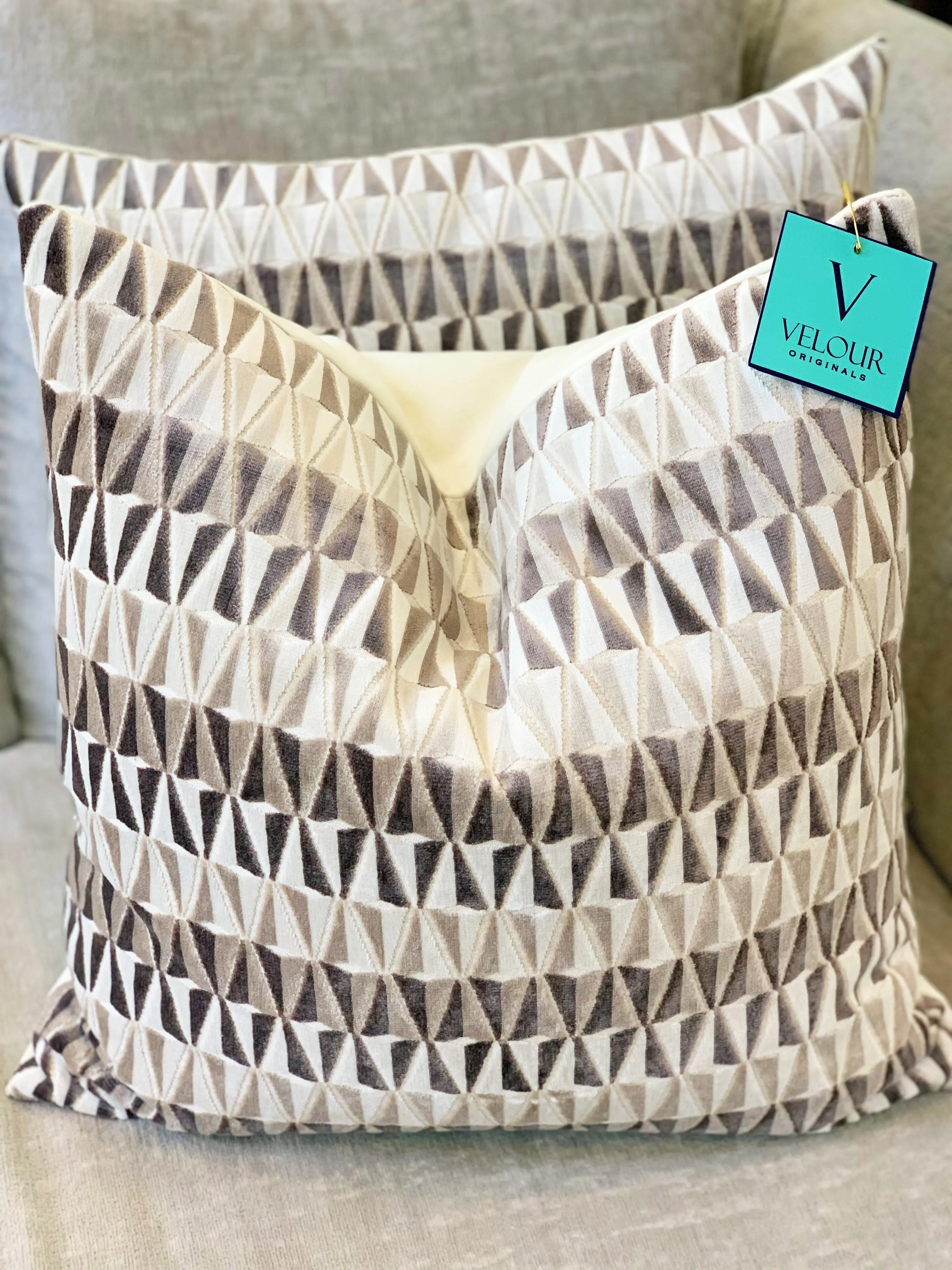 Tan Velvet Triangle Pillows