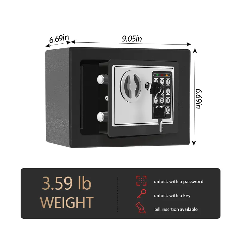 Safe gift for bf Portable Storage Box -Security Safe Box with Options Digital Keypad & Key Lock Steel Safe for Cash, Jewelry, Documents | Home/Office Secure Storage with Bill Insertion Decor Piggy Ornaments summerwins