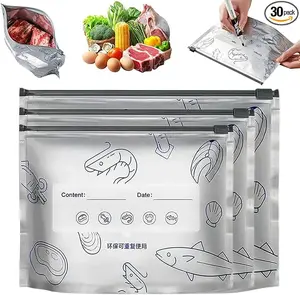 30PCS Reusable Aluminum Foil Sealable Storage Bags, Upgrade Reusable Aluminum Foil Storage Bags, Stand Up Foil Freezer Bags for Vegetable Fruit Meat (S+M+L)