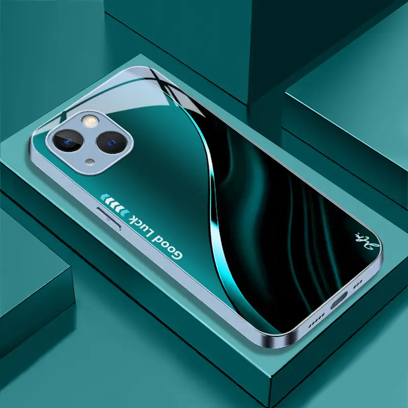 iPhone 14 Smartphone Protection Case, High-End Simple Silk Metal Blue Glass Casing, Affordable Full Shockproof Drop-Proof Wear-Resistant Mobile Phone Accessories Cover 995
