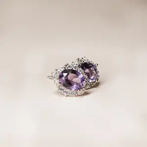 Nativa Jewelry Amethyst Stud Earrings for Women - Vintage-Inspired Design with Zircon Accents