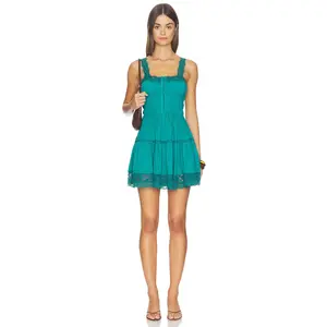 Free People So In Love Mini Slip in Teal Sapphire