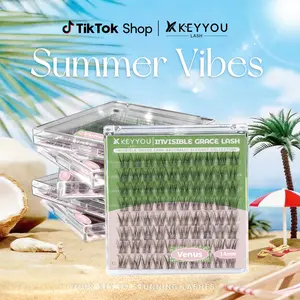 KEYYOU Venus Single Length DlY Lash Cluster Invsible Band Natural 8mm 10mm 12mm 14mm 16mm Waterproof Long-Lasting Eyelashes Extensions 80pcs C Curl Easy to Use for Flawless Look #Summervibes