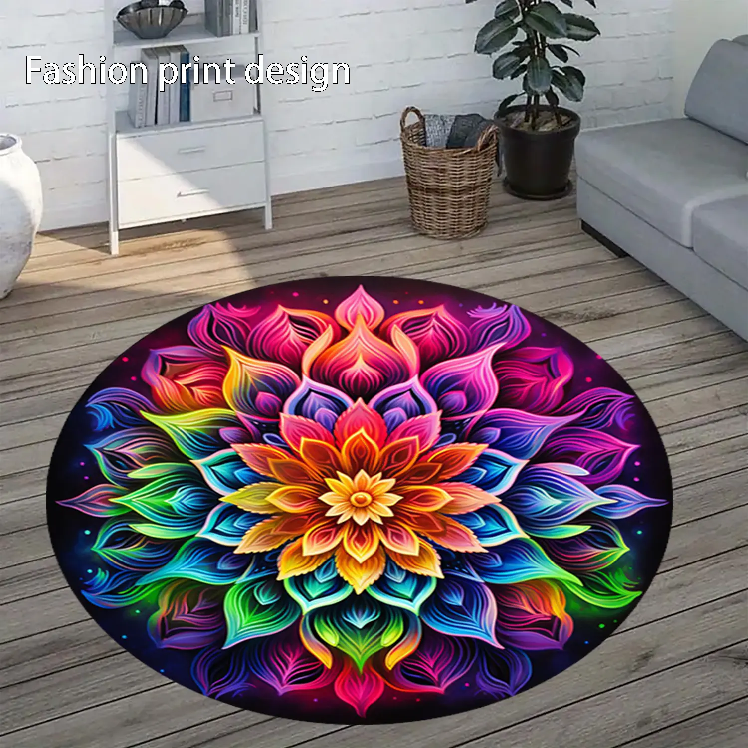1 piece of Mandala flower floor mat, Boho floral rug, Floral Area Rug, suitable for bedroom bedside decoration, living room home decoration, balcony decoration, hotel decoration, New Year's holiday decoration, Valentine's Day decoration