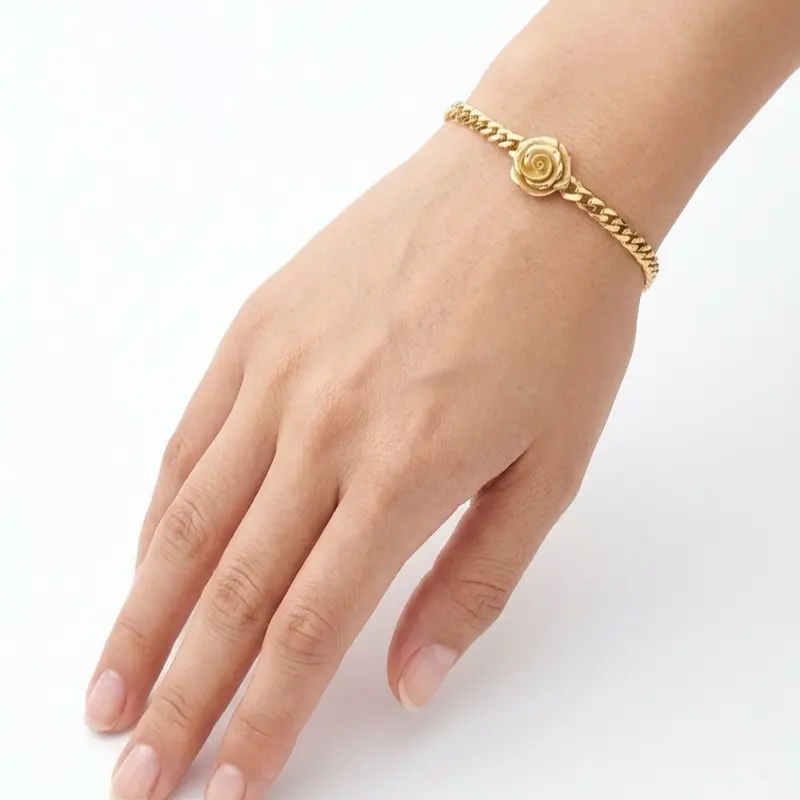 Casual Stylish 10k Gold Bracelet - Size 7, 3.5mm Width Fashion Accessory