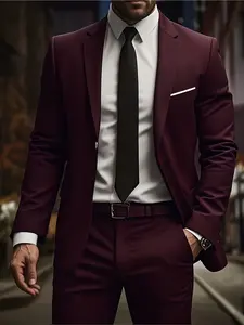 Men's Suit 2pcs Set, Suit Jacket+ Trousers, Long Sleeve, Groomsmen Business Formal, Fashionable and Elegant, High Quality Men, Suitable for Wedding, Business, Party, Menswear