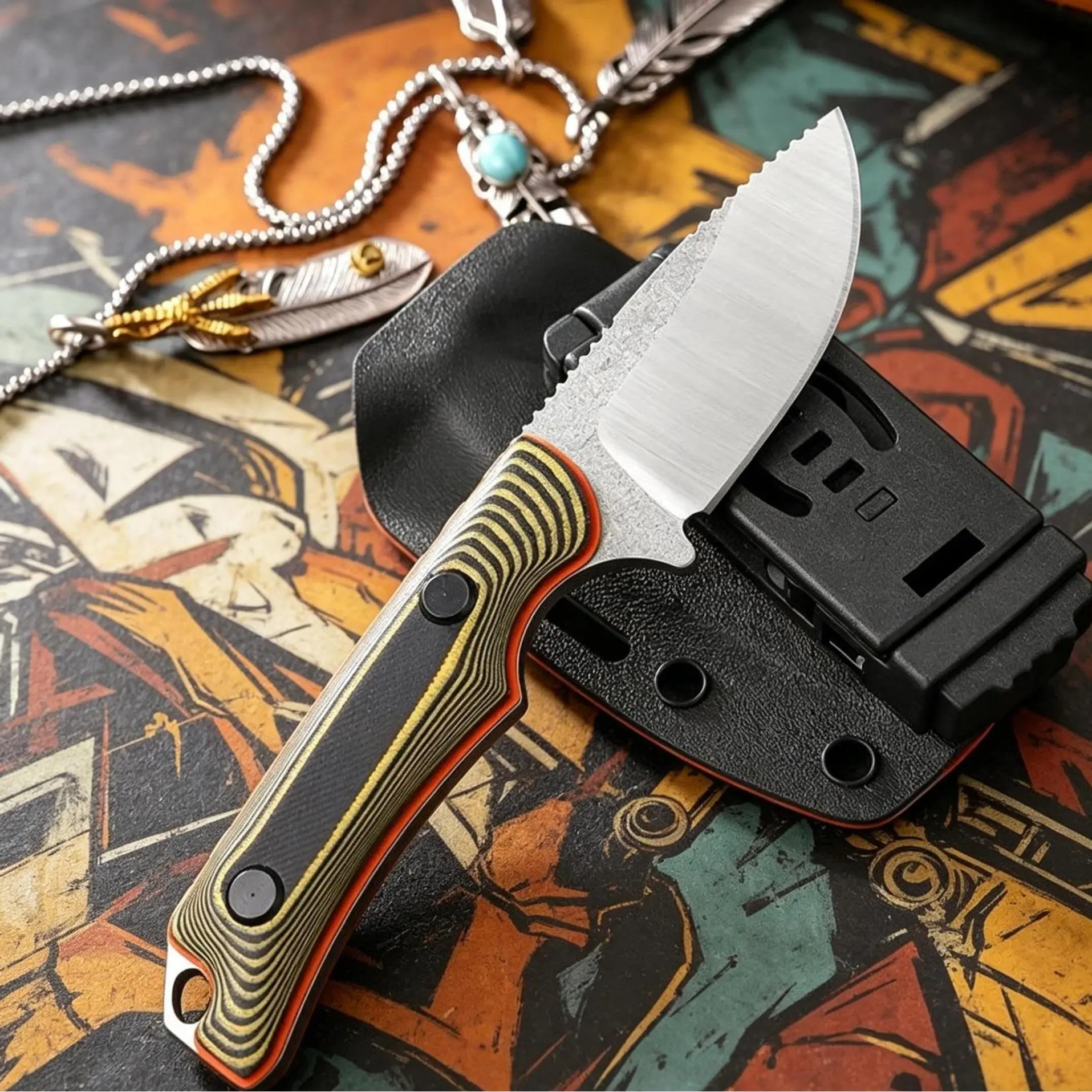 Model BM15017 straight knife with sheath, D2 stainless steel blade, G10 handle, EDC tool suitable for outdoor quality small knife gift