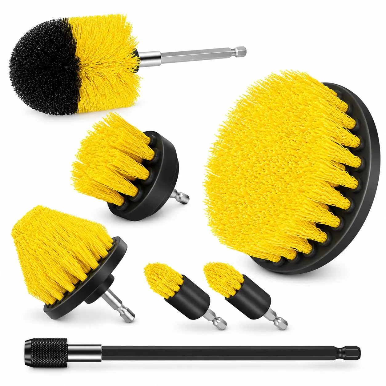 Multifunctional Drill Brush Attachment Set - Cleaning Gadgets, Drill Brush Attachments for Cleaning, 7pcs White Metal Plastic, Tough Stain Removal Tool for Bathrooms, Car Owners (7PCS/15PCS/37PCS) Home Supplies