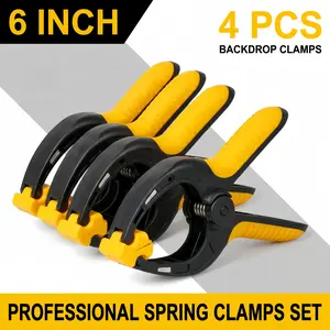 6 Inch Backdrop Spring Clamps, 4 Pack Plastic Flexible Anti-Slip Strong Clips Mini Clamps for Stand DIY Project Photography
