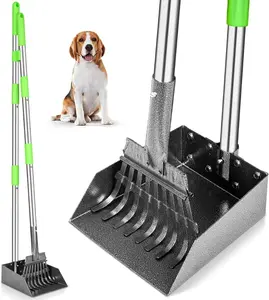 Premium Long-Handle Stainless Steel Pooper Scooper for Medium & Small Dogs| Heavy Duty Multi-Surface Cleaner for Grass, Dirt & Gravel