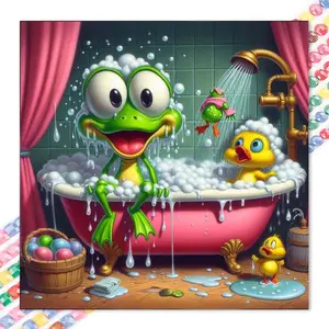 1 DIY handcraft diamond painting set, 5D diamond art set, DIY decoration, frog, bathtub, rubber duck diamond painting set full round drill, mosaic, diamond art, DIY art home decoration, suitable for Christmas.