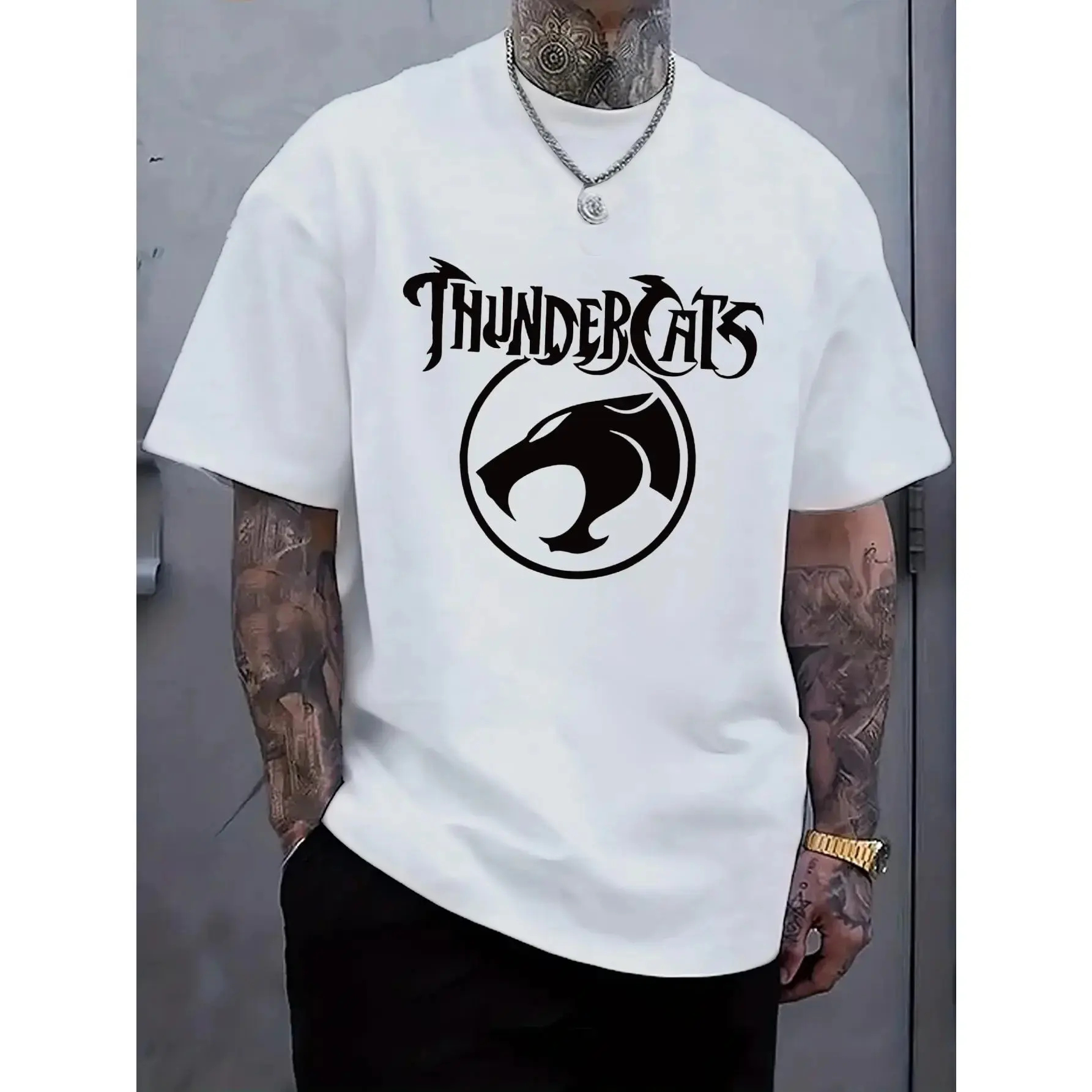 ⚡🐯Men's ThunderCats Graphic Short-Sleeve Sports T-Shirt, Casual Streetwear for Sports & Outdoor Activities