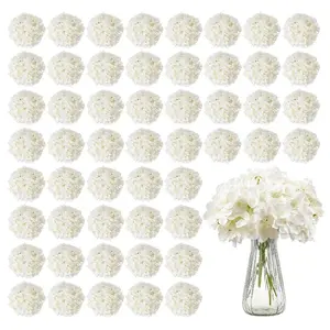 summervibes VEVOR Artificial Flowers, 65 pcs Real Looking White Silk Fake Hydrangea Bulk, White Faux Bridal Shower with Stems for DIY Wedding Bouquets, Home Centerpieces Arrangements, Party Tables Decorations, Hydrangeas, Wedding Decor