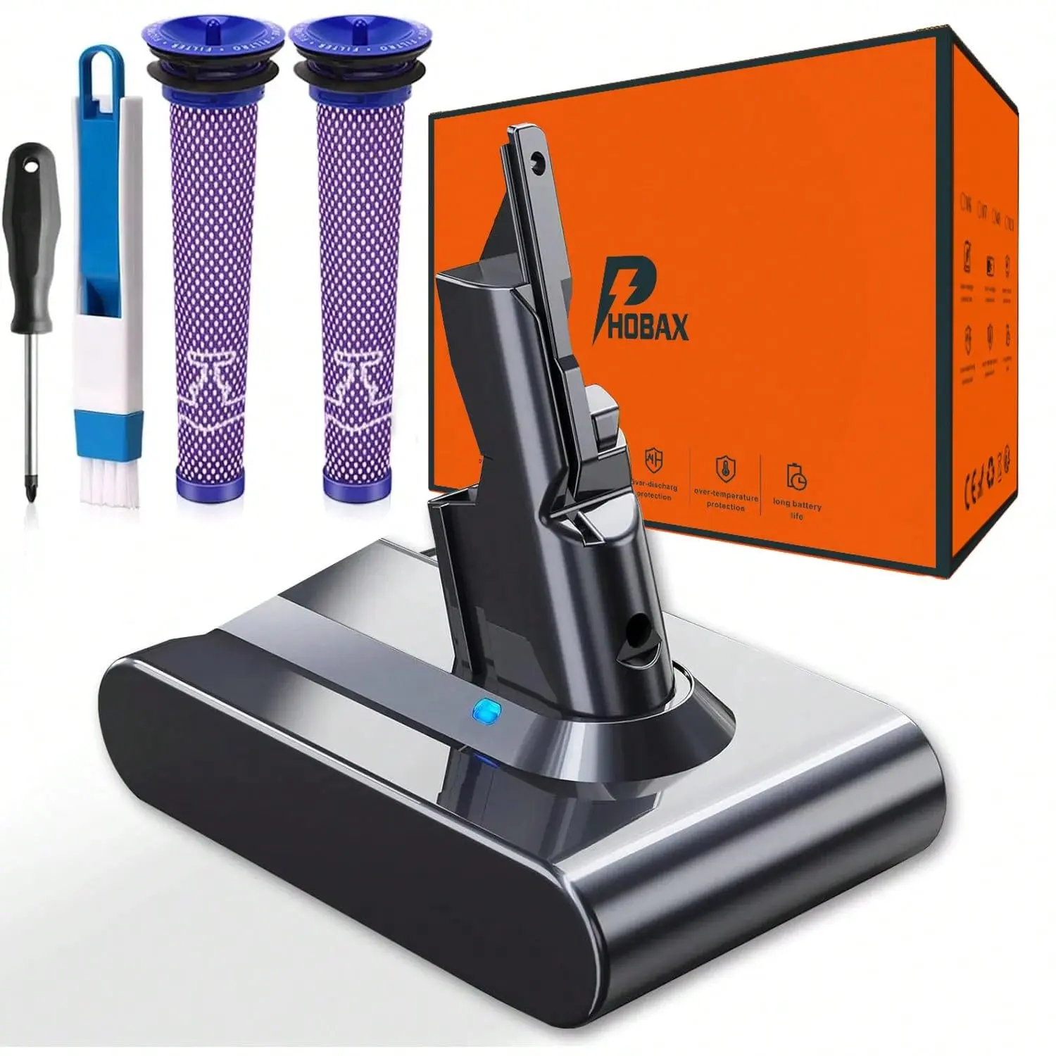7000mAh V7 Dyson Replacement Battery (Model 229687) for the Dyson SV11, compatible with Dyson V7 Animal, Trigger, Motorhead Pro, and Car+Boat vacuum cleaners