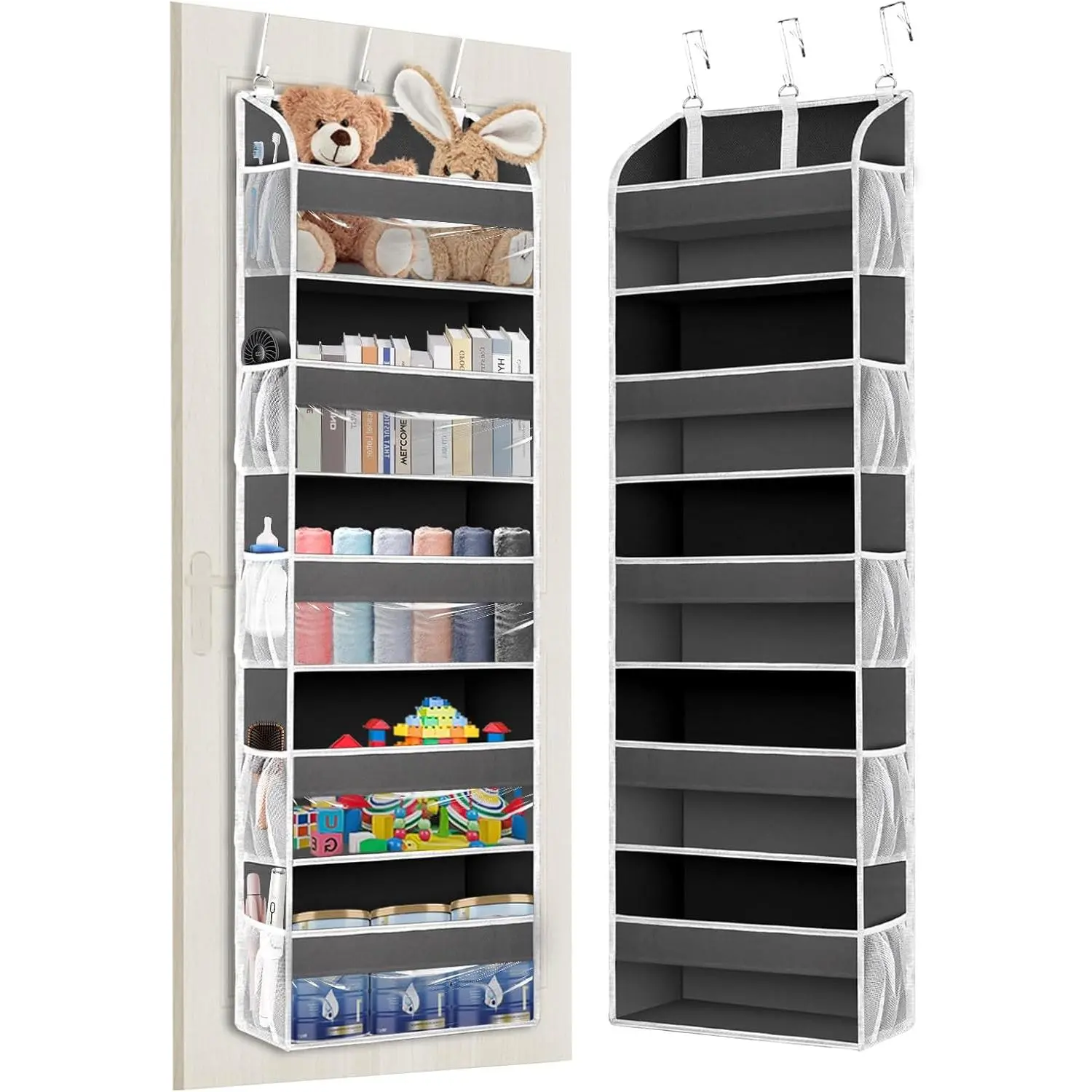 TAHAVICE Non-Woven Hangable Over-the-Door Organizer - Home Supplies, 5 Large Pockets, 10 Mesh Pockets, 44 lbs Capacity, Easy Installation, Dorm Storage, Household Organiser, Living Room Organization, Shoe & Baby Clothes Holder