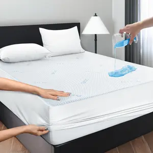 Lux Decor Waterproof Cooling Mattress Protector – 1 Pack Lightweight Breathable, Soft, Noiseless & Anti-Slip Mattress Cover – Ultimate Comfort & Protection – Machine Washable & Durable Bedding Essential-Cooling Comfortable