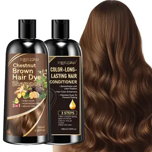 Chestnut brown hair dye shampoo, plant extract hair dye shampoo, gentle coloring without damaging hair, combined with hair conditioner to stabilize color, cover white hair, no need to mix a step of coloring, natural not stiff, suitable for men and women