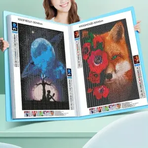 A3 Diamond Painting Storage Album with Handle, PP Material, 40 Pages, Holds Up to 80 Artworks, 17.3 X 13.1 Inches