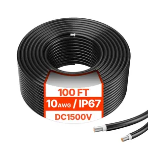 VEVOR 100FT Solar Panel Extension Cable, 10AWG Solar Extension Cable Wire, 6mm² IP67 Waterproof PV Cable for Home, Ship and RV Solar Panels, Black