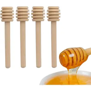 4 Pcs Wooden Honey Dipper Sticks,3 Inches Honey Comb Stick Honey Spoon Honey Wand for Honey Collecting Dispensing Drizzling Jam