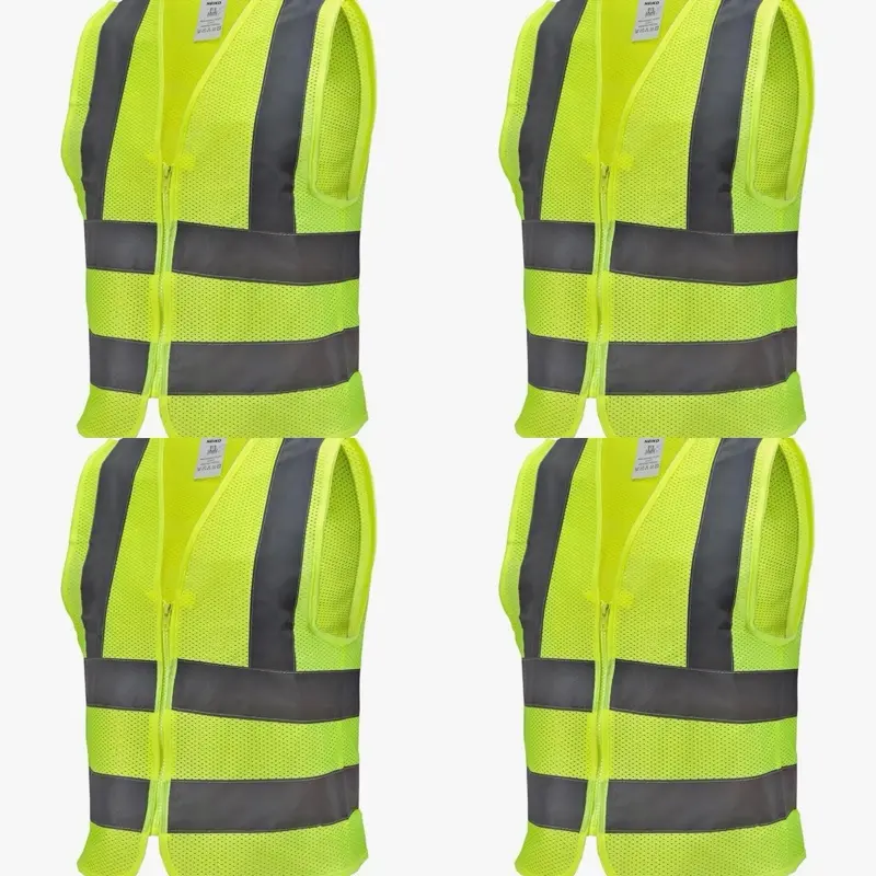 4-pack Neiko High Visibility Safety Vest, ANSI Class 2, No Pocket, XL, 53958A