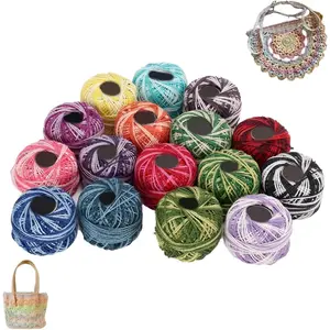 16 Rolls Cotton Crochet Thread Kit Multicolor Pearl Cotton Embroidery Yarn for Cross Stitch Needlepoint Hand Embroidery Crochet Sewing Supplies