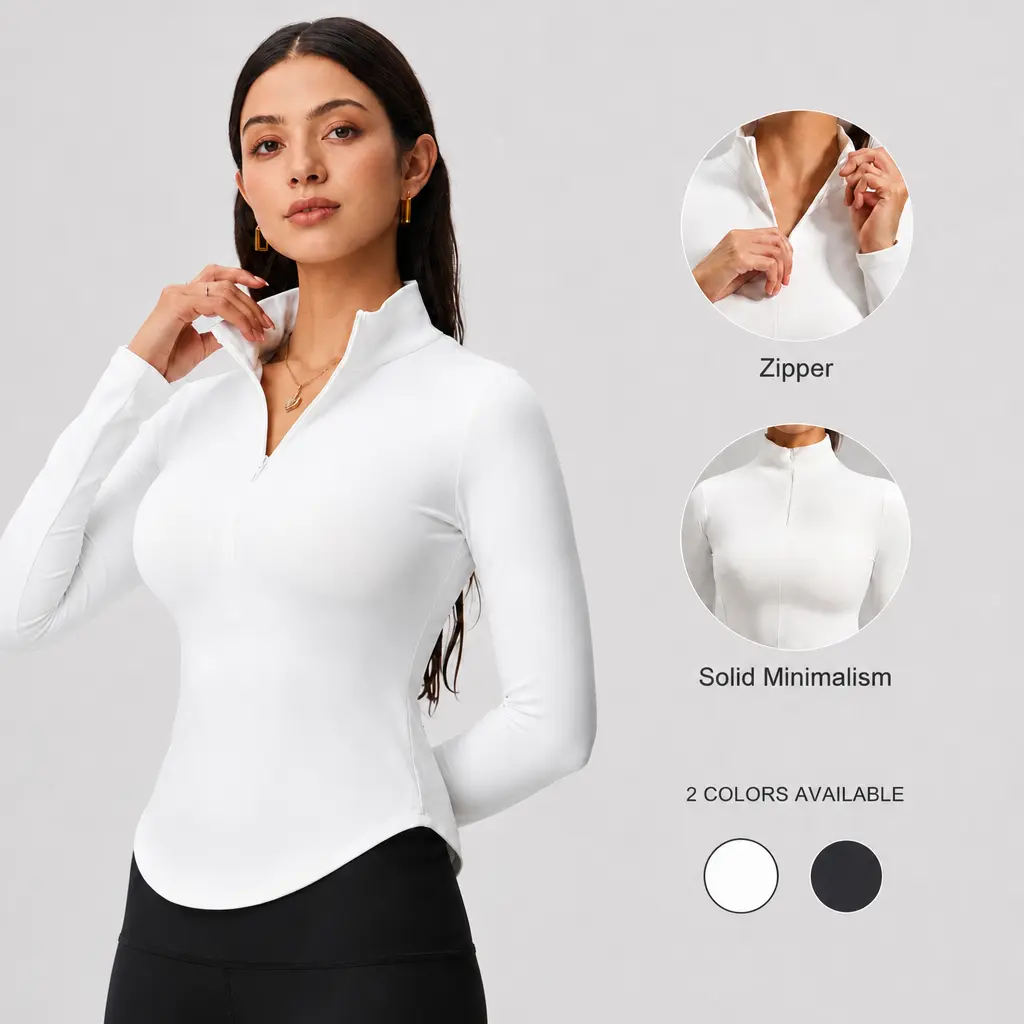 Women's Half Zip Workout Jacket, Lightweight Stretch Activewear Top with Stand Collar Design, Breathable Sun Protection Pullover for Yoga Fitness Outdoor