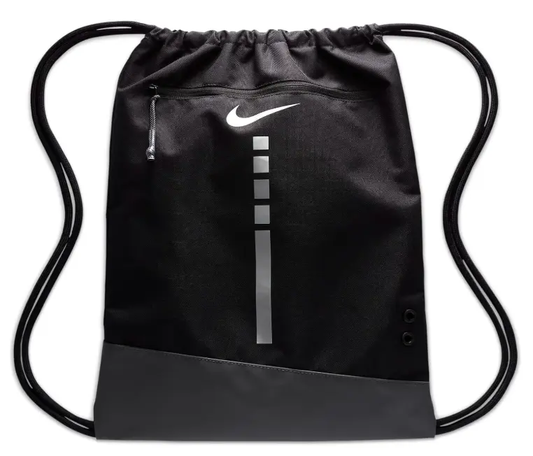 NIKE Hoops Elite Drawstring Bag (17L) BLACK/IRON GREY/METALLIC SILVER