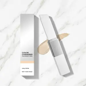 Color-Changing Foundation Stick 2-in-1 with Built-in Brush - Creates Smooth, Flawless Matte Finish & Natural Look Portable Everyday Makeup