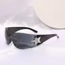 Star Decor Rimless Wrap Around Sunglasses, Street Style Sunglasses for Men & Women, Fashion Sunglasses for Outdoor Activities, Trendy Styling Sunglasses, Stylish Sunglasses