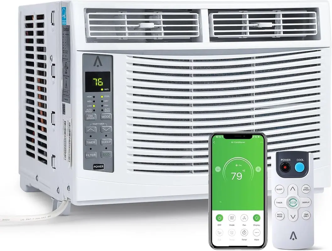 【Christmas Gift】6000 BTU Window Air Conditioner Appliances, 110V/115V/60Hz Energy-Saving Aircon Cooler for 250sq.Ft Rooms, With Remote, Timer Function, Easy Installation Kit & User Manual