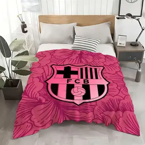 Team Barcelona Throw Ultra Soft Flannel Throw Blanket - Kid Friendly Warm Anti-Static Medium Thickness | All Season Machine Washable Fade Resistant for Couch Bed Home Decor Flannel Blankets Breathable Soft Blanket